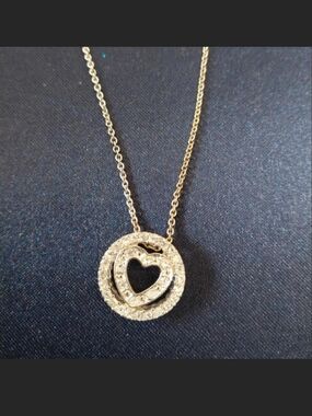 Source Unknown Silver Heart Halo Pavé Necklace